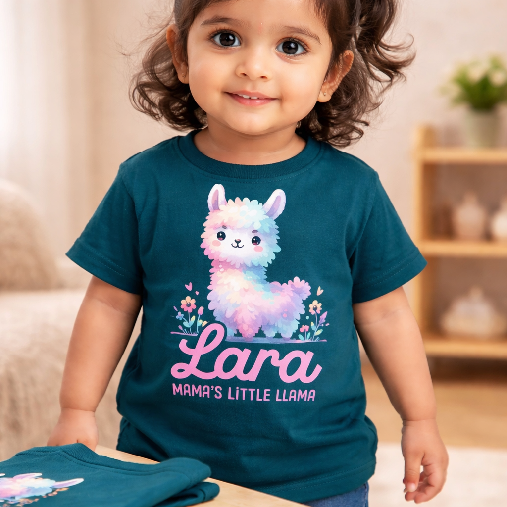 Personalised Mama's Little Llama - Kid's T Shirt