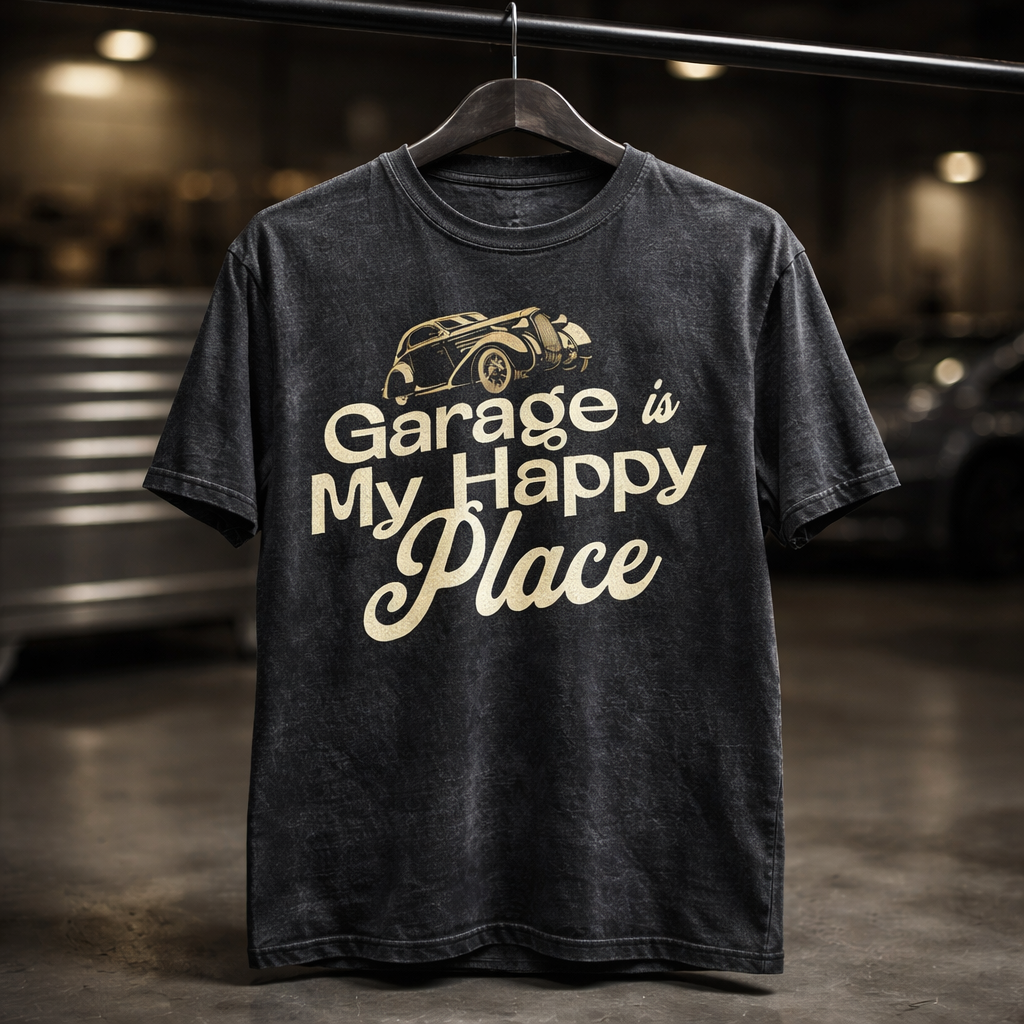 Garage Is My Happy Place - T Shirt
