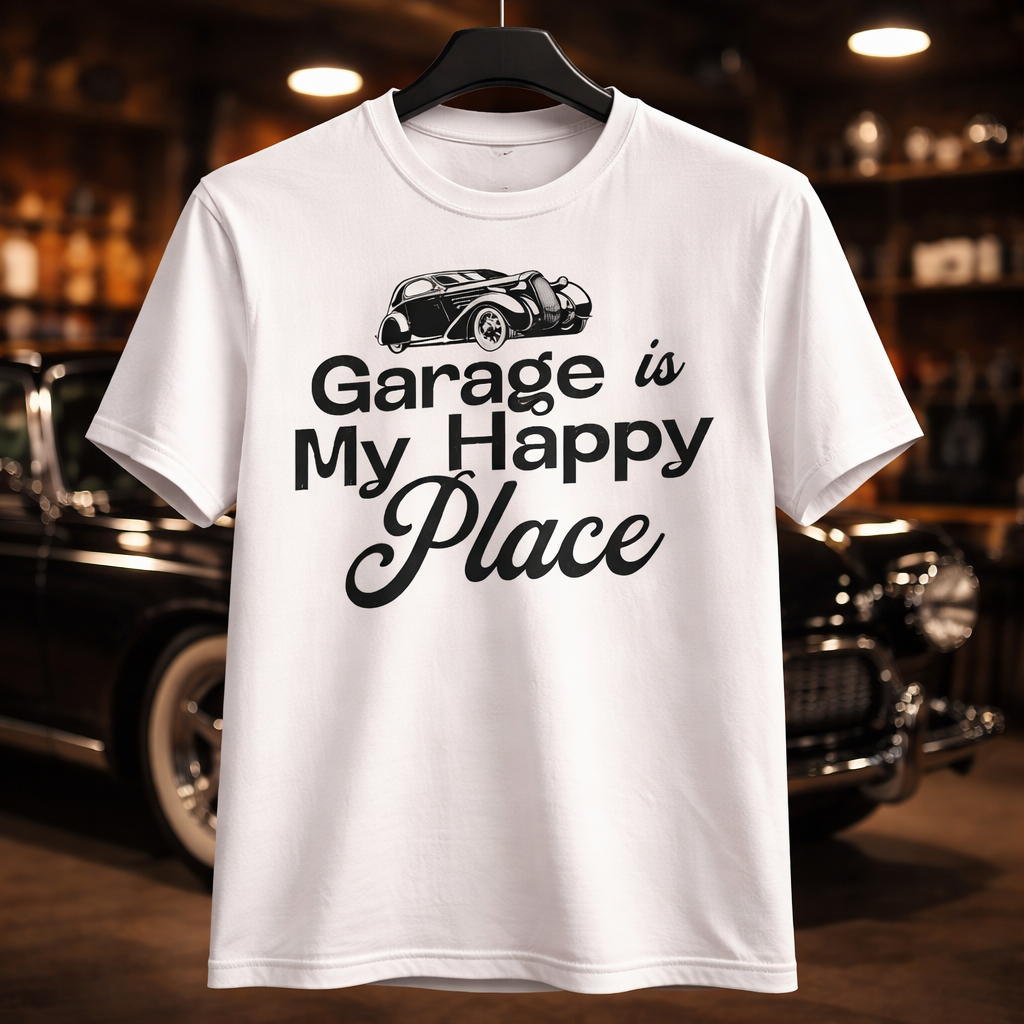 Garage Is My Happy Place - T Shirt