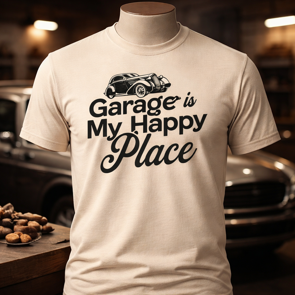Garage Is My Happy Place - T Shirt