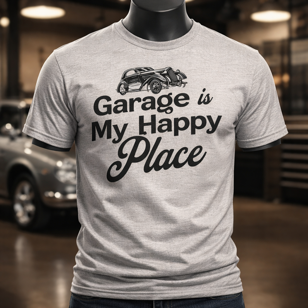 Garage Is My Happy Place - T Shirt