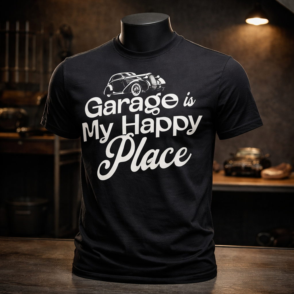 Garage Is My Happy Place - T Shirt