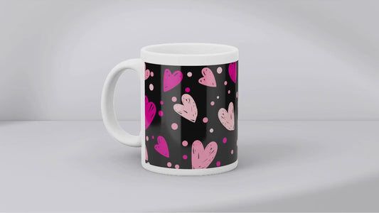 Black With Hearts - Mug