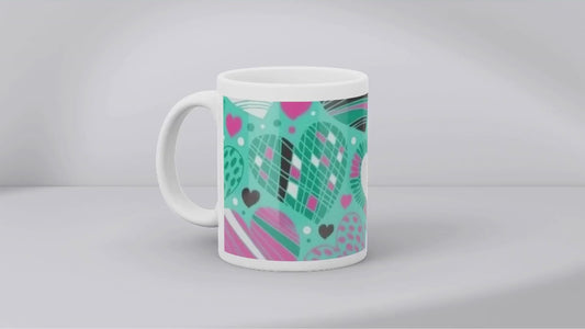 Teal Hearts - Mug