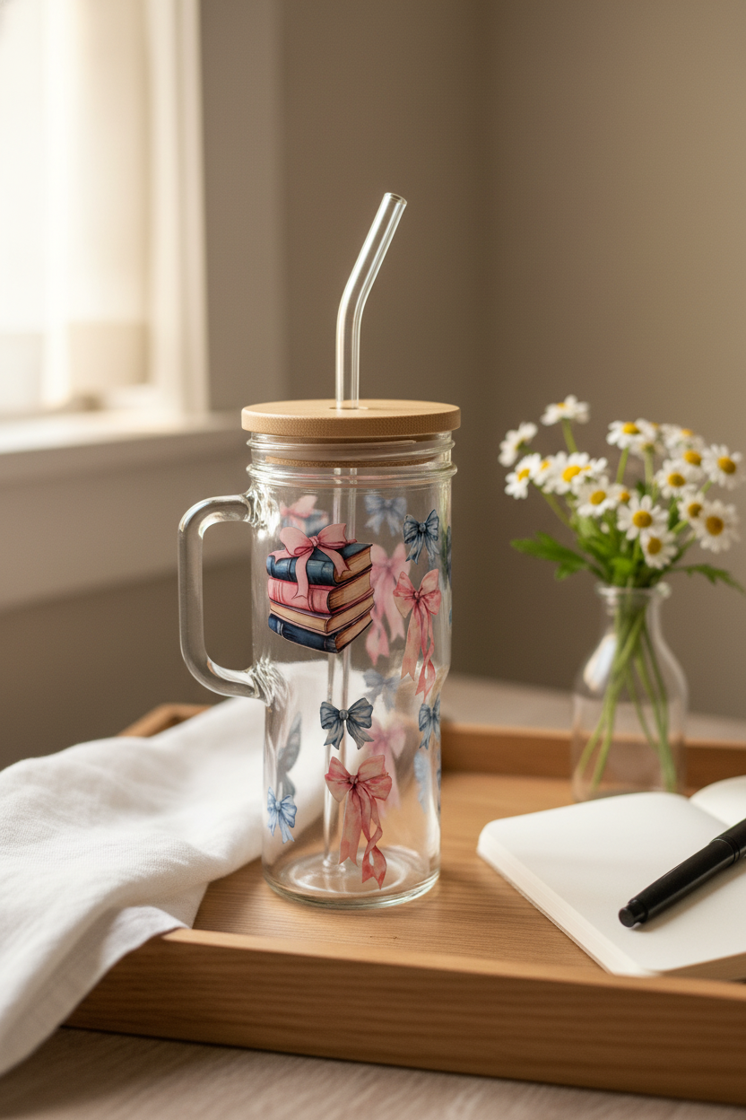 24oz Glass Tumbler With Handle