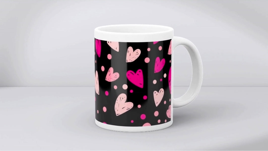 Black With Hearts - Mug