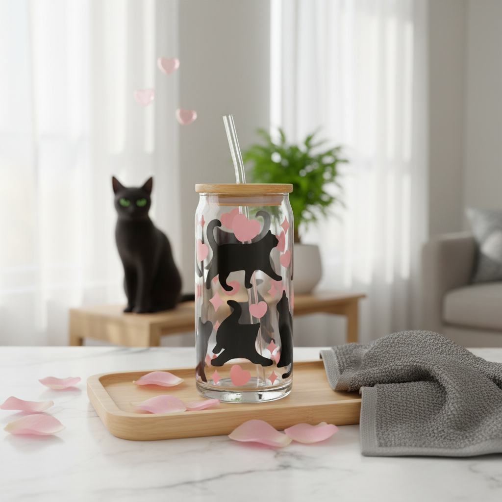 Black Cat - Glass Tumbler