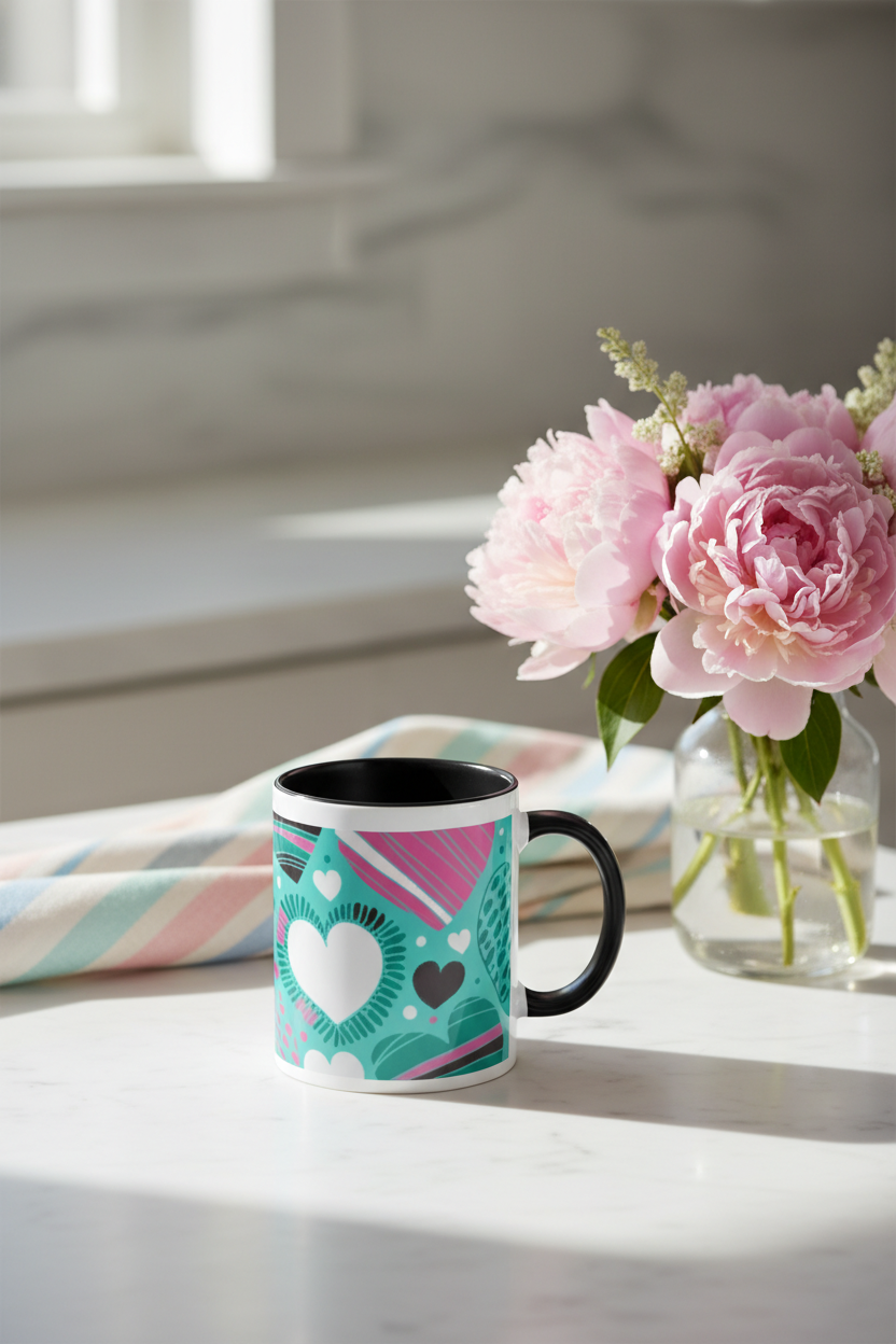 Teal Hearts - Mug