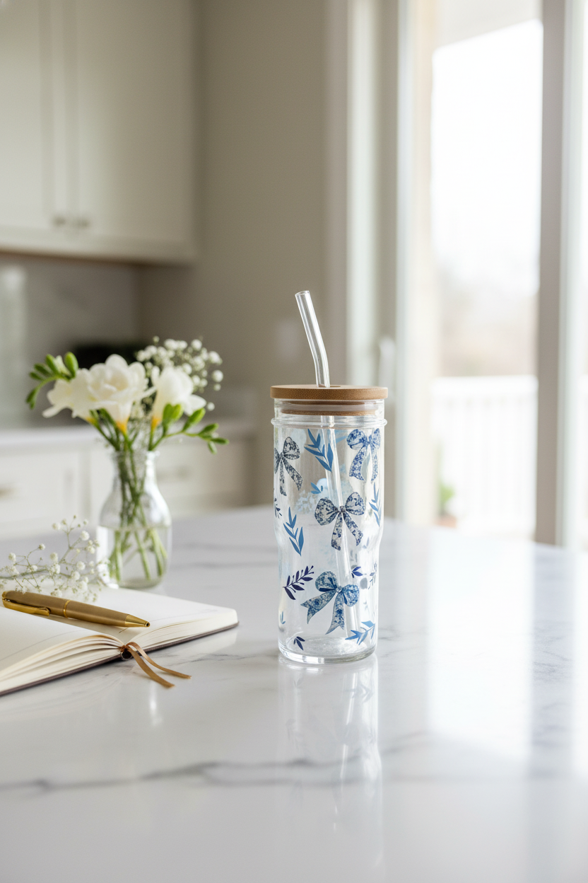 24oz Glass Tumbler With Handle