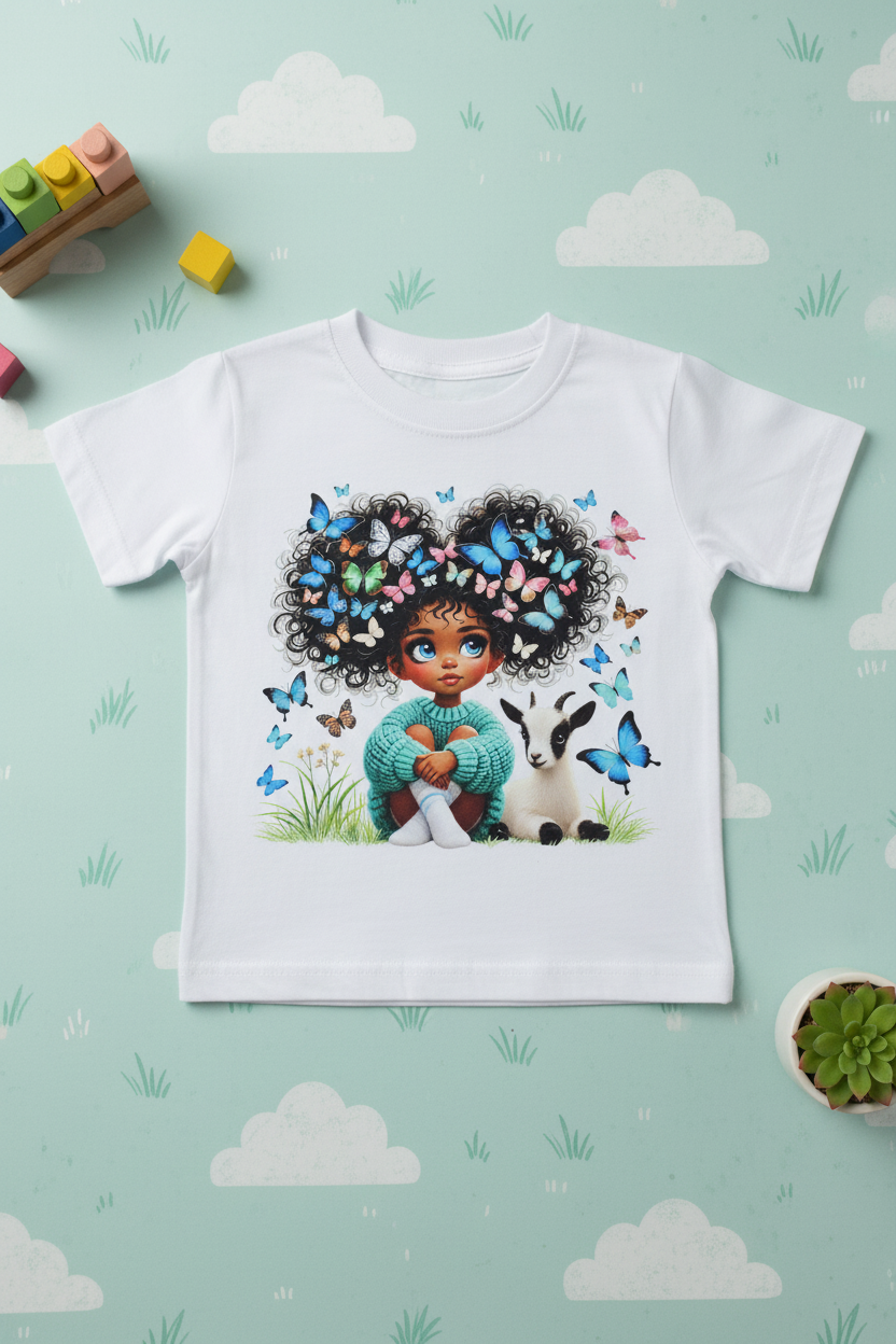 Butterfly Girl Teal - T Shirt
