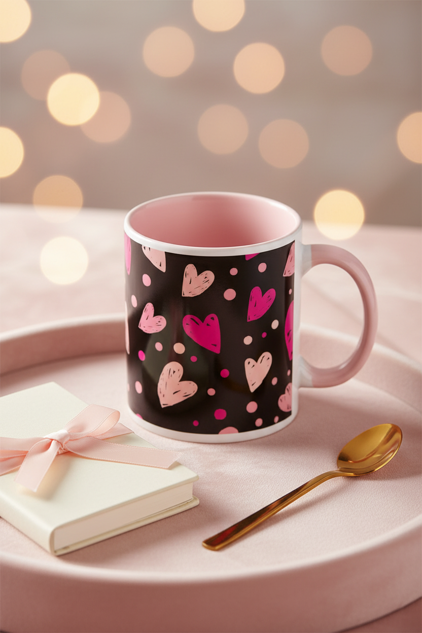 Black With Hearts - Mug