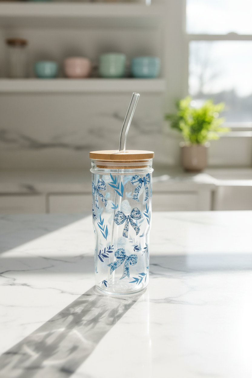 24oz Glass Tumbler With Handle