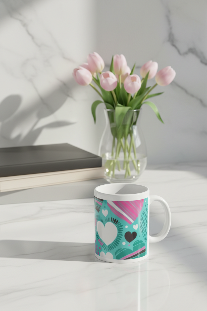 Teal Hearts - Mug